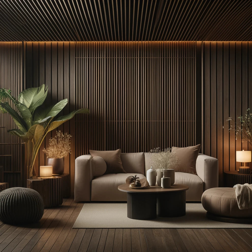 dark chestnut slat wall