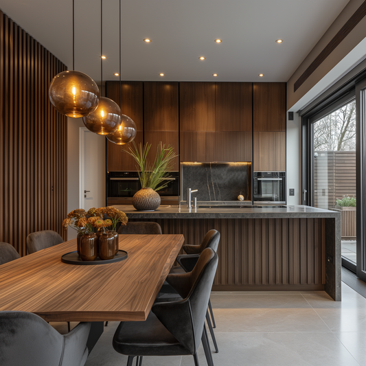 wood wall paneling kitchen