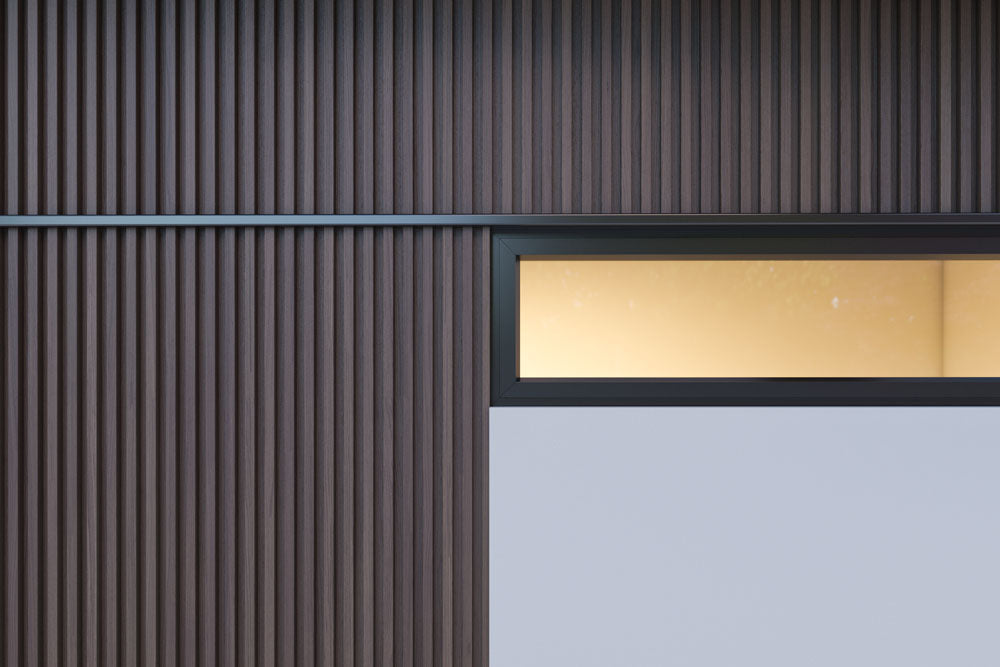 Dark Brown Exterior Slat Siding Outdoor Wall Cladding Panels 5 Strip: 1" Wide Slats