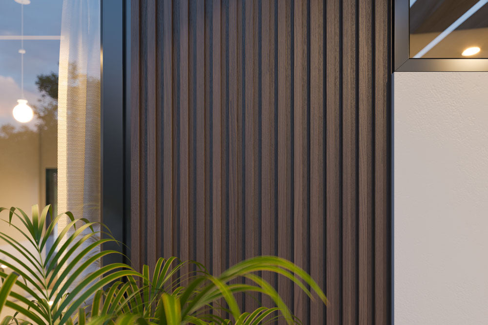 Dark Brown Exterior Slat Siding Outdoor Wall Cladding Panels 5 Strip: 1" Wide Slats