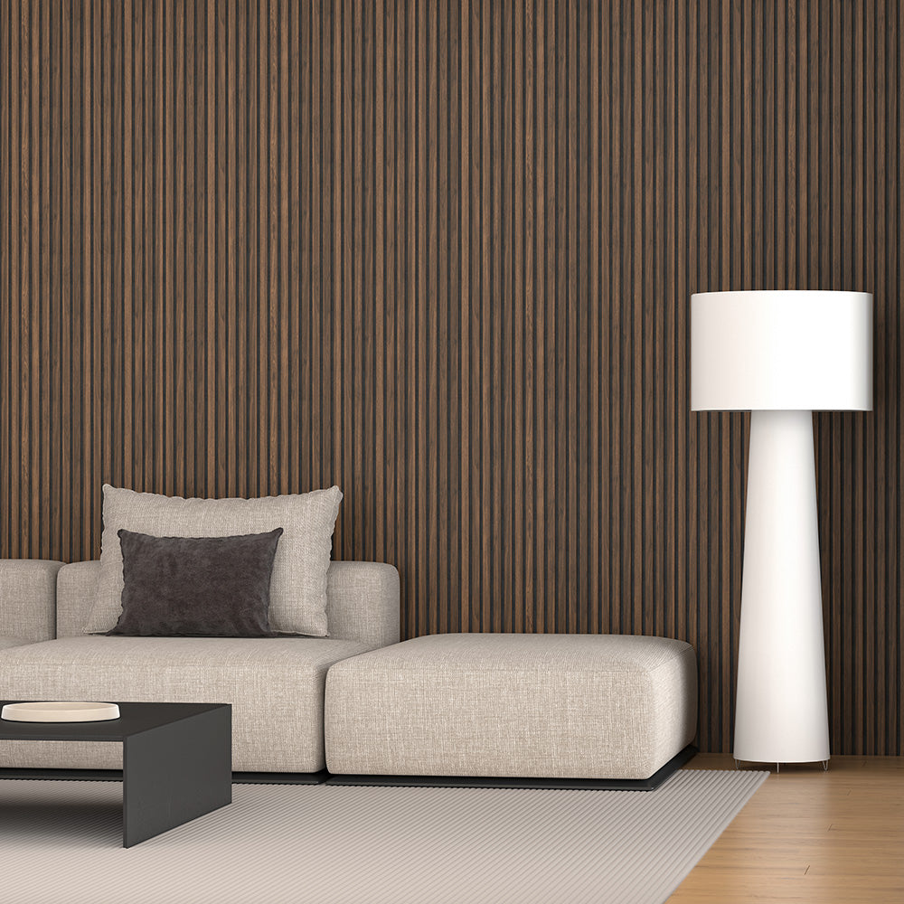Antique Oak With Black Accents Slat Wood Wall Panels - Broad