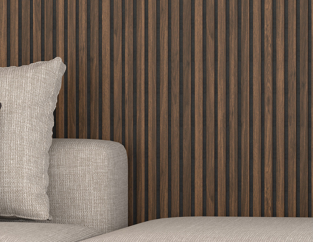 Antique Oak With Black Accents Slat Wood Wall Panels - Broad