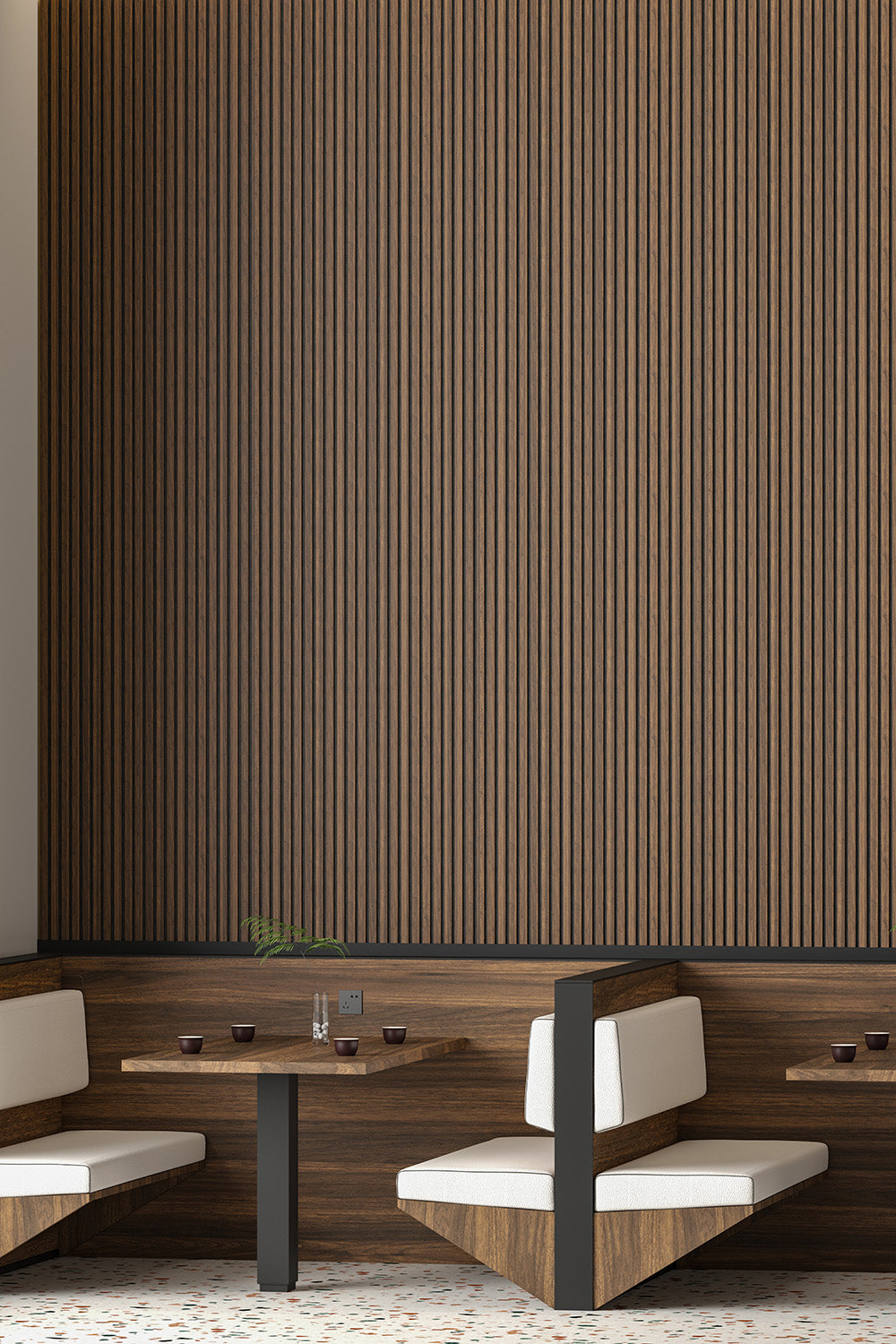 Antique Oak With Black Accents Slat Wood Wall Panels - Broad