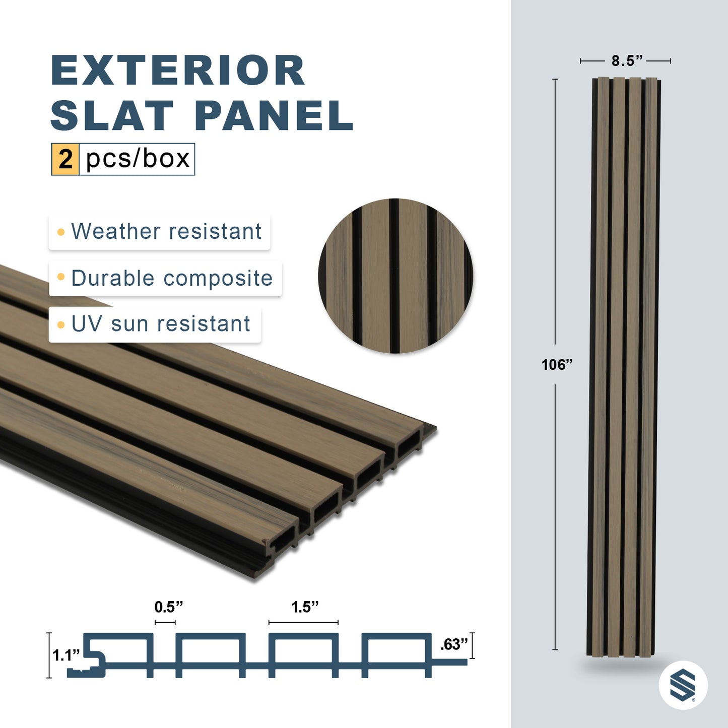 Arctic Oak With Black Accents Slat Wall Paneling for Outdoors