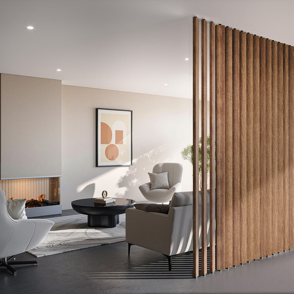 Swivel Slat Wood Room Divider Wall Partition – Antique Maple Room Separator, Privacy Screen