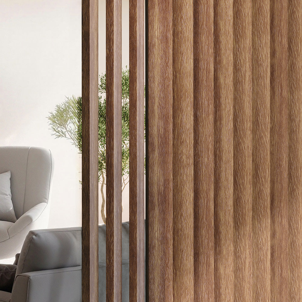Swivel Slat Wood Room Divider Wall Partition – Antique Maple Room Separator, Privacy Screen