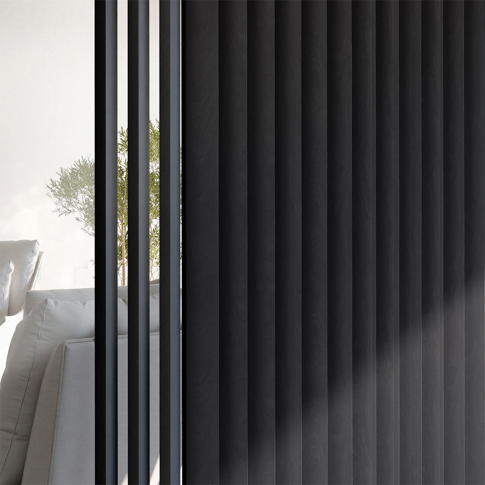 Swivel Slat Wood Room Divider Wall Partition – Black Room Separator, Privacy Screen