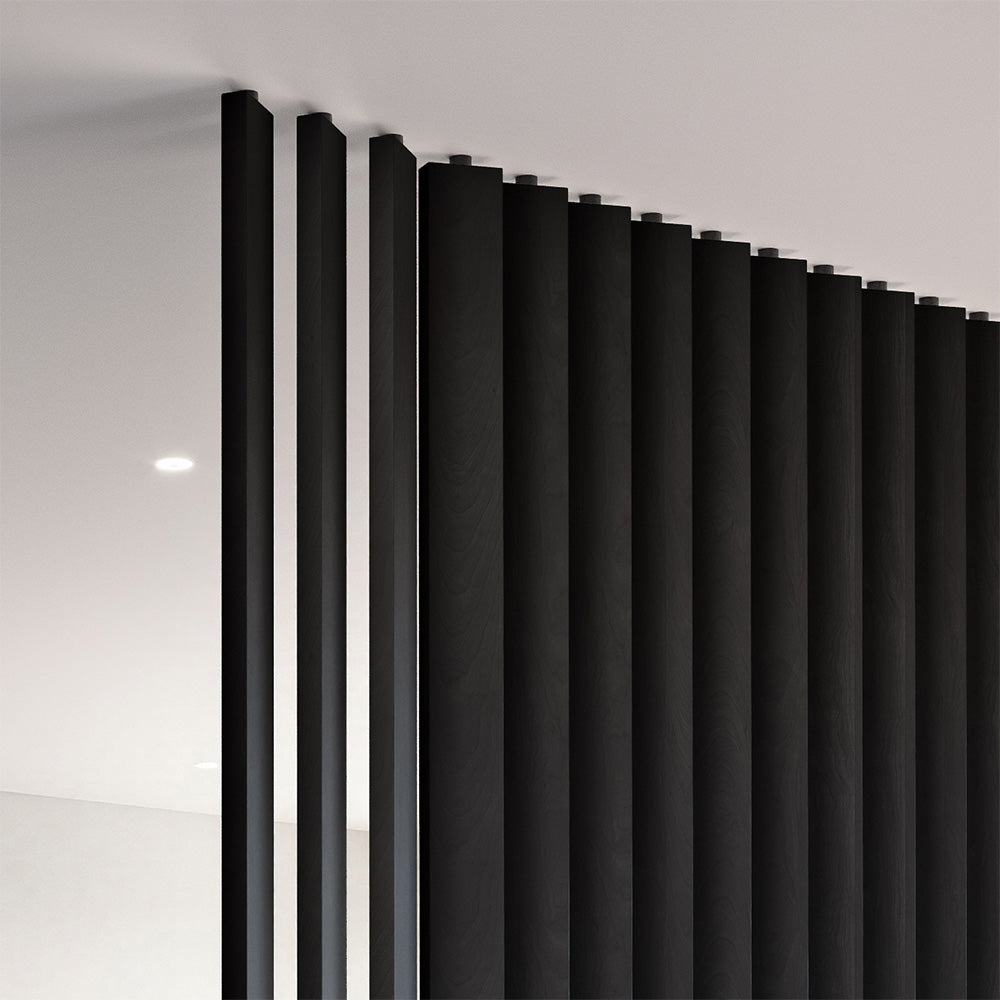 Swivel Slat Wood Room Divider Wall Partition – Black Room Separator, Privacy Screen