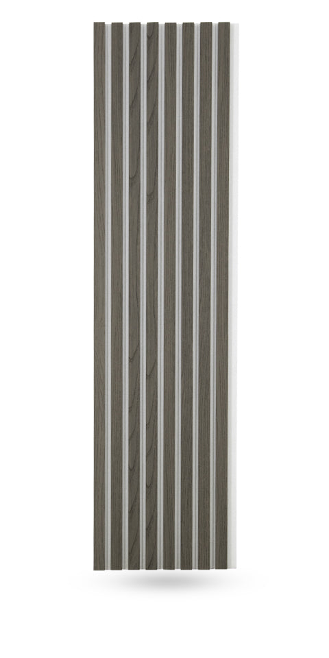 Charcoal Acoustic Wall Panels With Pure-White Accents Interior Soundproof Slat Wood Siding (Coastal Collection)