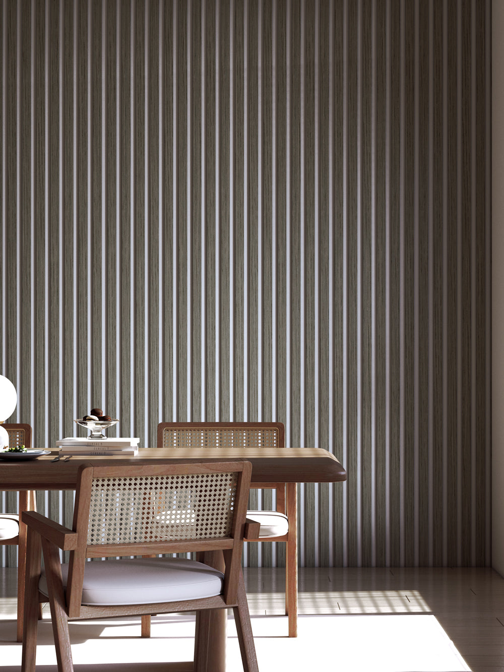 Charcoal Acoustic Wall Panels With Pure-White Accents Interior Soundproof Slat Wood Siding (Coastal Collection)