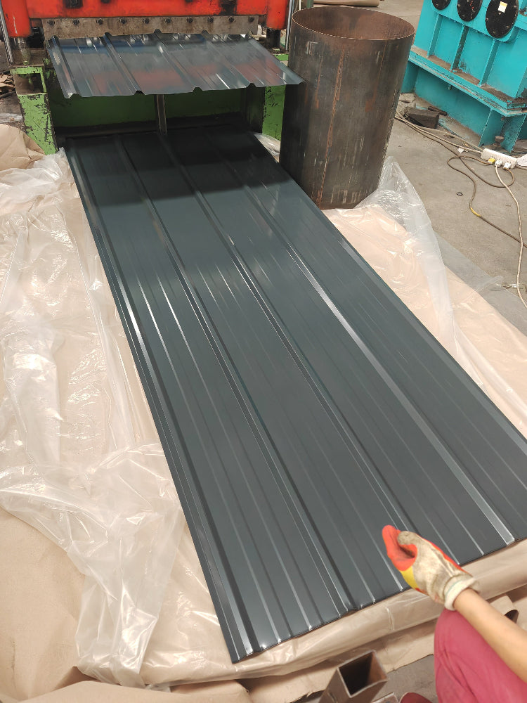 Charcoal Gray Steel Roof Panels Weather-Resistant Metal Roofing