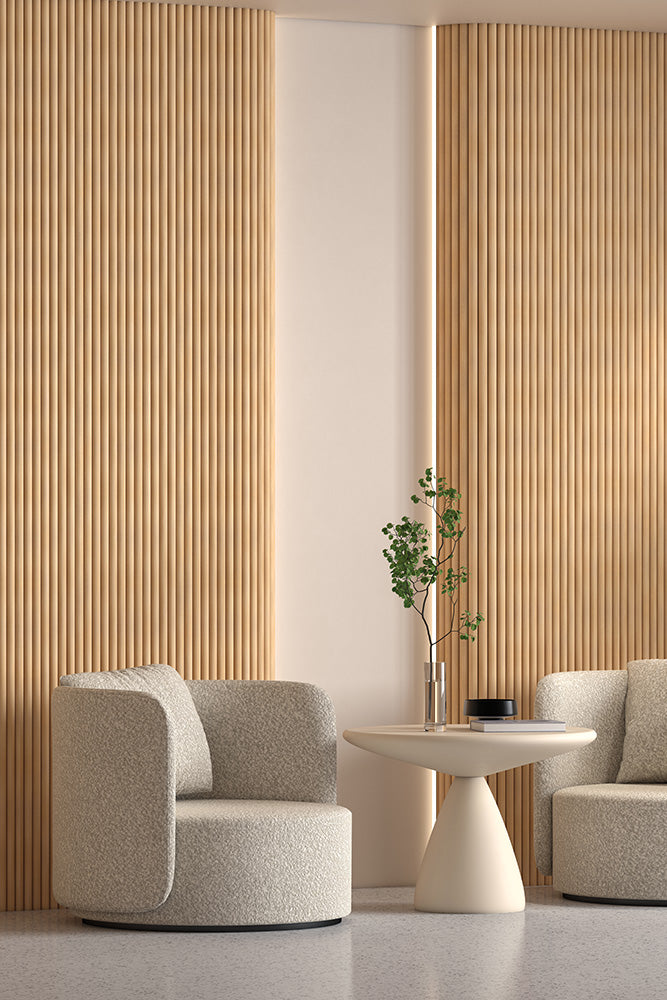 Light Oak Flexible Tambour Wood Panels – Decorative Fluted Round Wall Cladding for Interior Walls