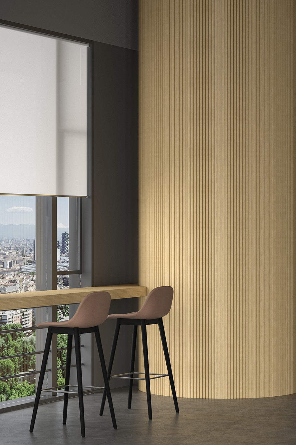 Flexible Beveled Slat Wood Wall Panel Interior Siding - Light Walnut