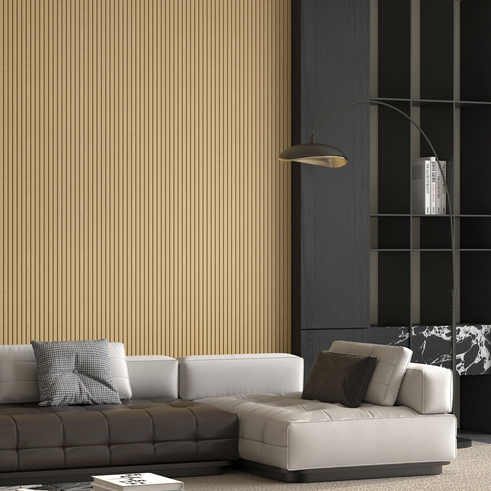 Flexible Beveled Slat Wood Wall Panel Interior Siding - Light Walnut