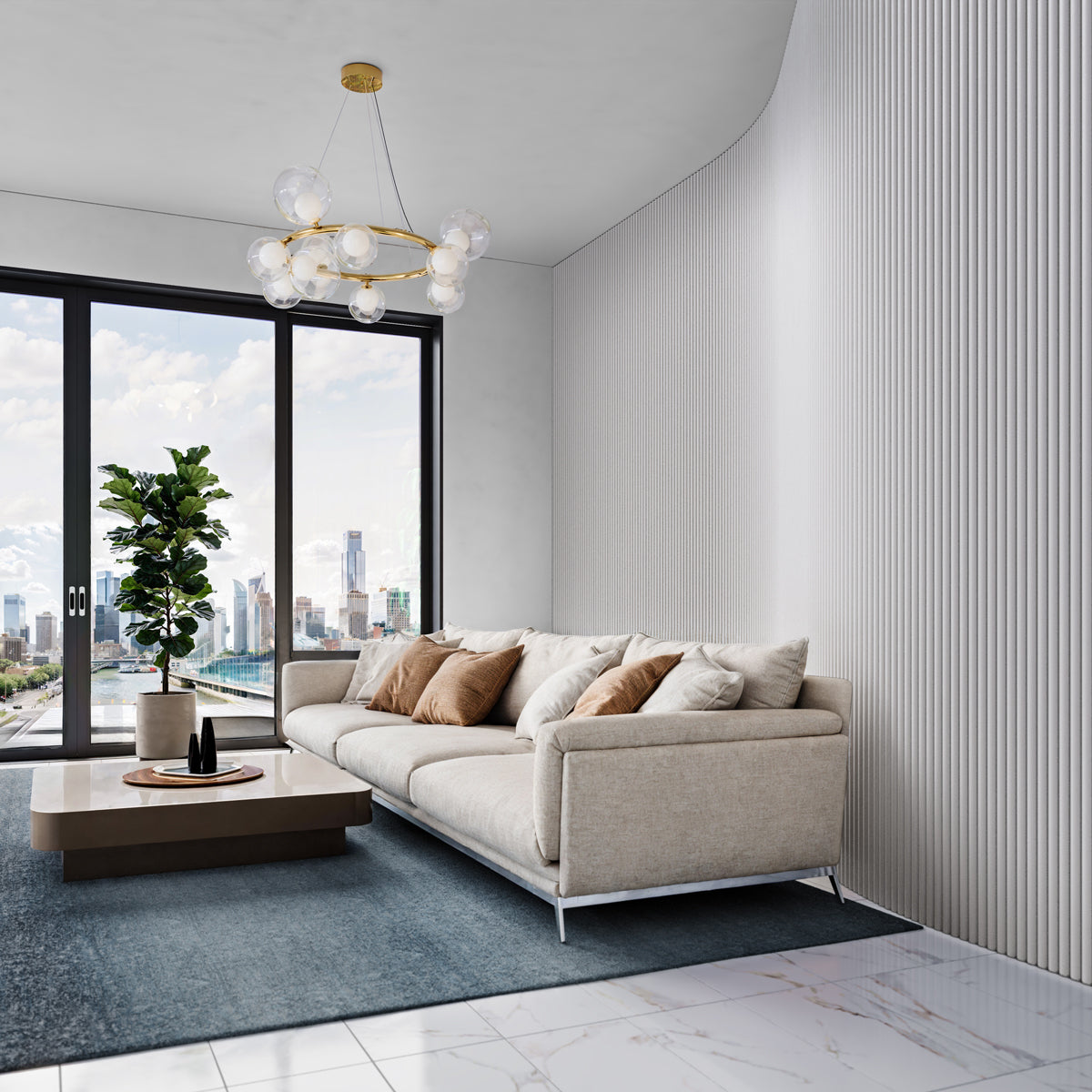 Flexible Tambour Wood Panels For Interior Walls Decorative Fluted Siding Cladding - Pure White