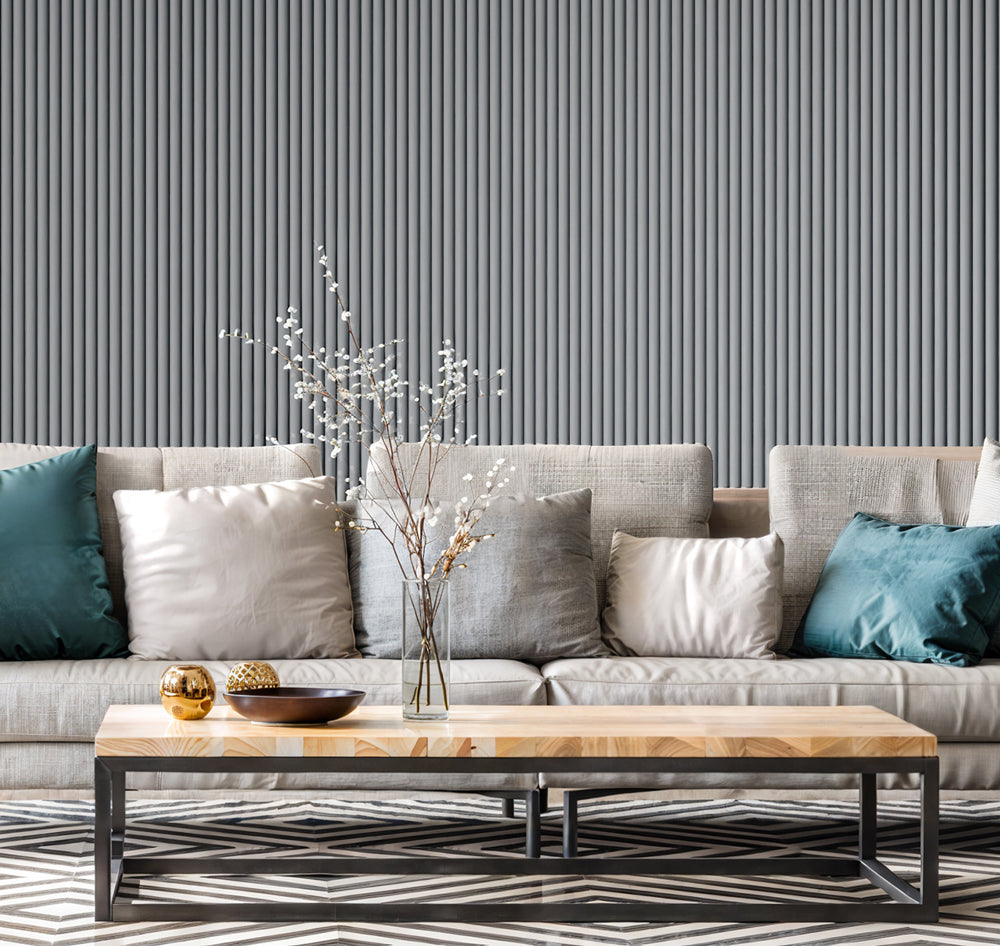 Flexible Tambour Wood Panels For Interior Walls Decorative Fluted Siding Cladding - Gray