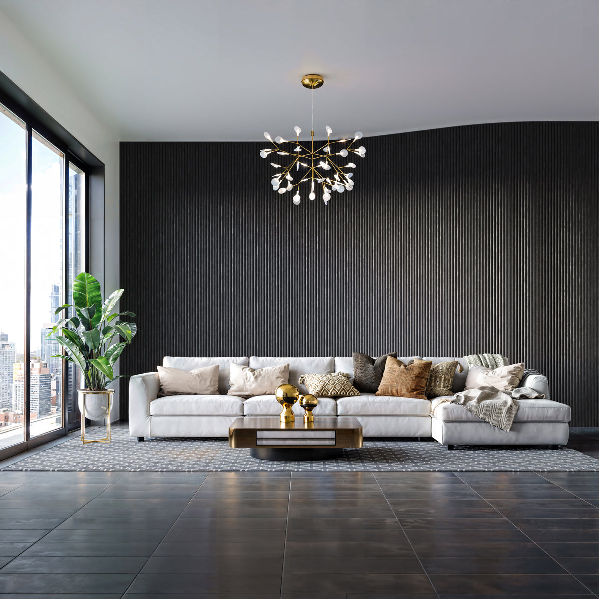 Flexible Tambour Wood Panels For Interior Walls Decorative Fluted Siding Cladding - Ultra Black