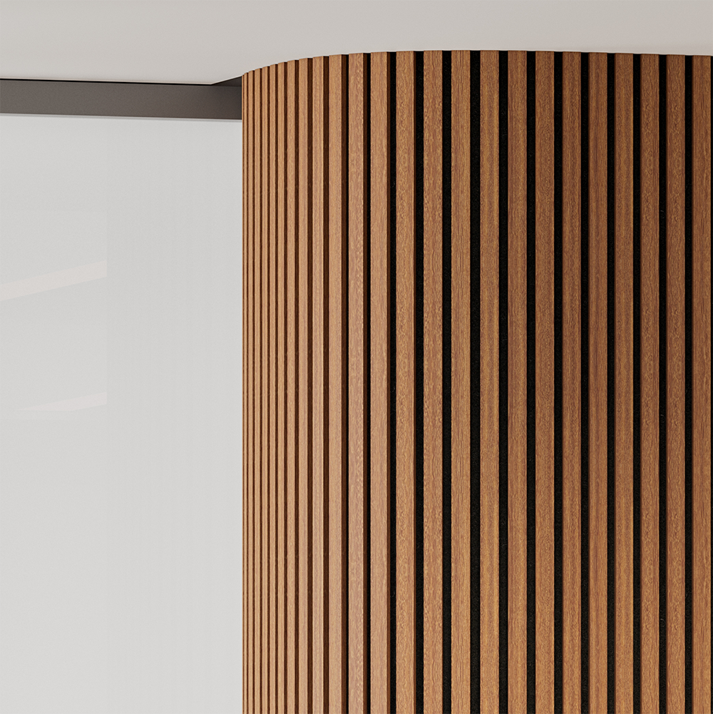 Flexible Acoustic Slat Wood Wall Paneling Soundproofing Siding – Antique Maple by SlatSolution®