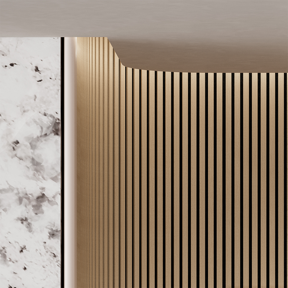 Flexible Acoustic Slat Wood Wall Paneling Soundproofing Siding – Light Walnut by SlatSolution®