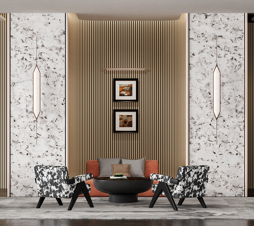 Flexible Acoustic Slat Wood Wall Paneling Soundproofing Siding – Light Walnut by SlatSolution®