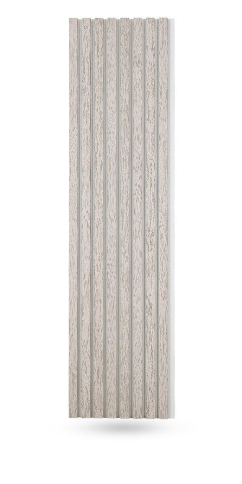 Glacier Oak Acoustic Wall Panels With Pure-White Accents Interior Soundproof Slat Wood Siding (Coastal Collection)