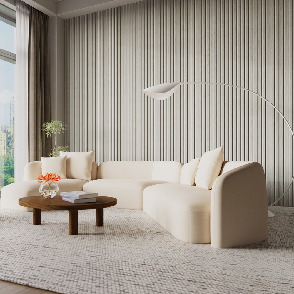 Glacier Oak Acoustic Wall Panels With Pure-White Accents Interior Soundproof Slat Wood Siding (Coastal Collection)
