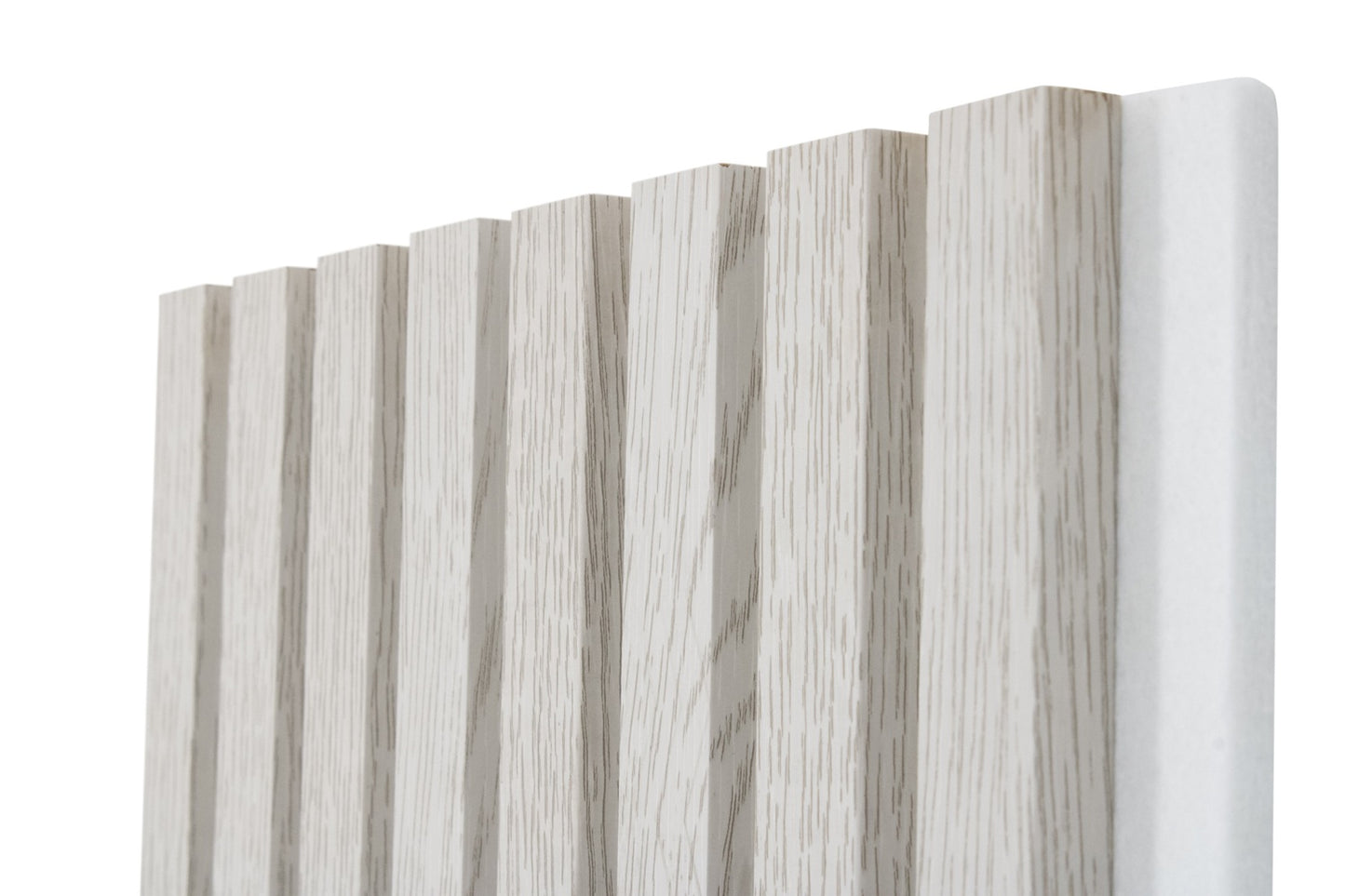 Glacier Oak Acoustic Wall Panels With Pure-White Accents Interior Soundproof Slat Wood Siding (Coastal Collection)