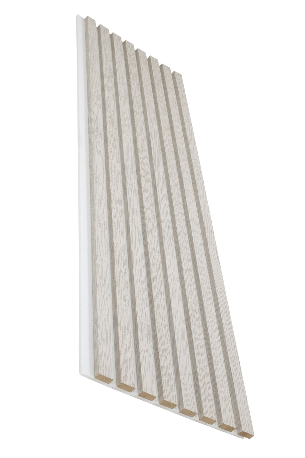 Glacier Oak Acoustic Wall Panels With Pure-White Accents Interior Soundproof Slat Wood Siding (Coastal Collection)