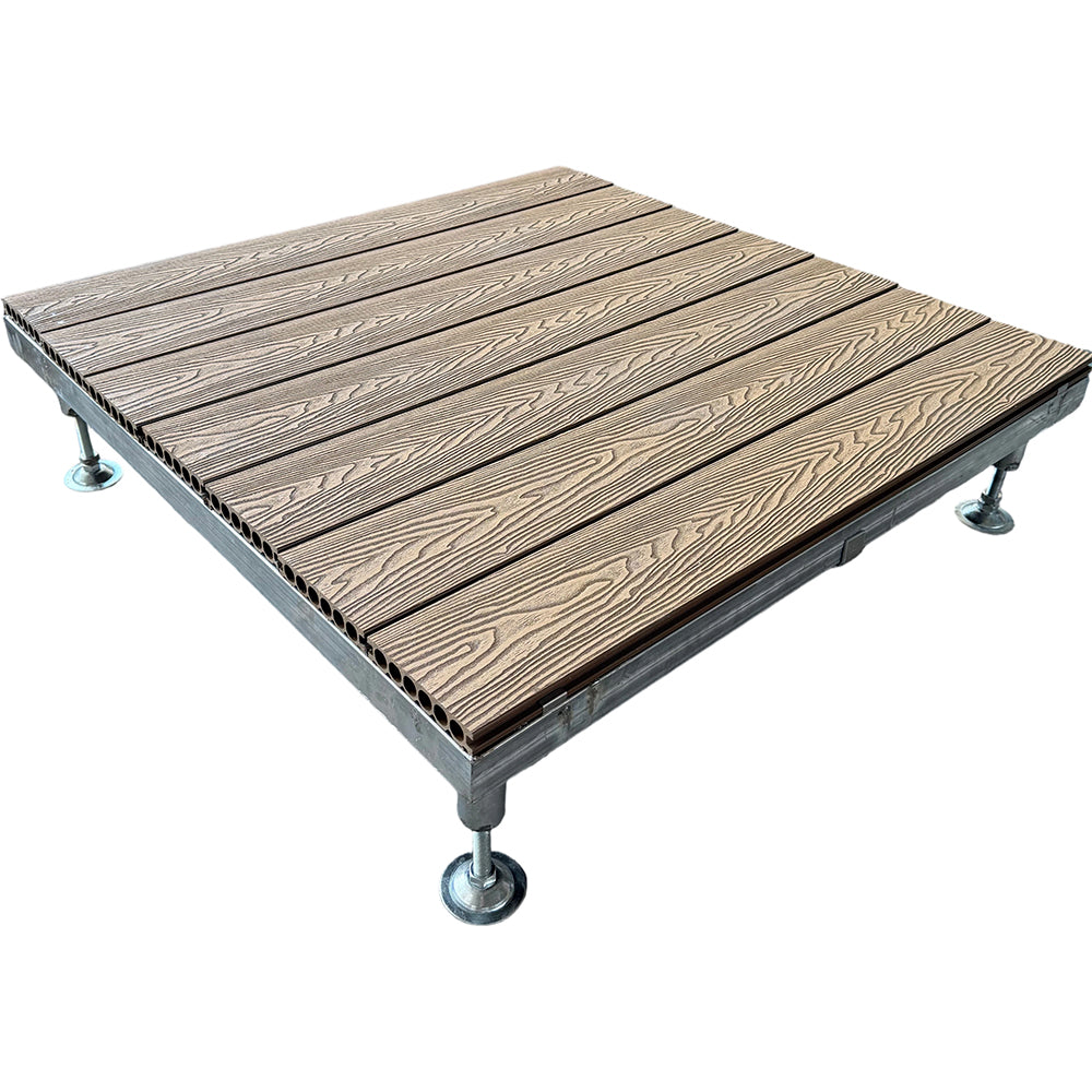Teak Composite Decking System – Modular Interlocking Deck Tiles 39.4" x 39.4" Outdoor Decking Panels
