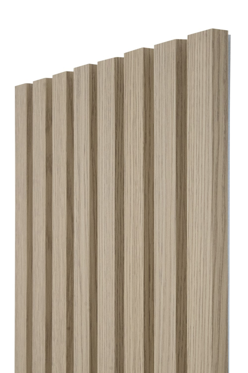 White Oak Acoustic Wall Panels With Pure-White Accents Interior Soundproof Slat Wood Siding (Coastal Collection)