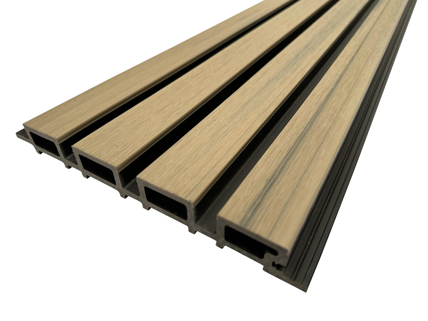 Arctic Oak With Black Accents Slat Wall Paneling for Outdoors