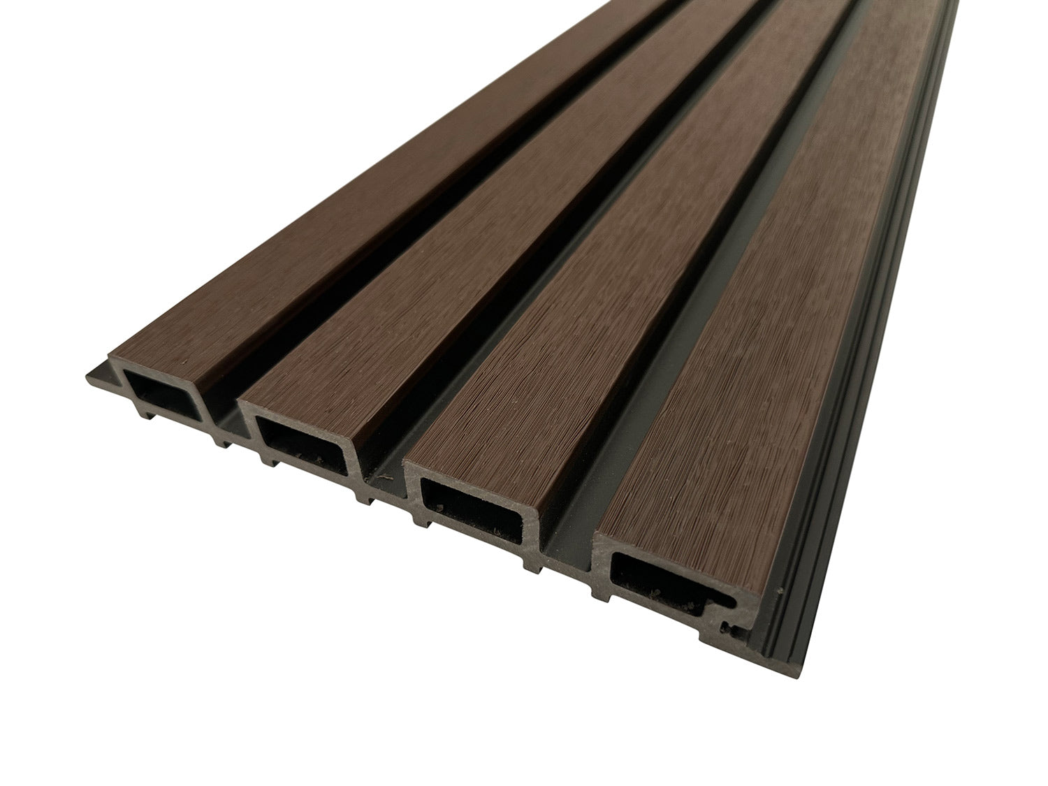 Dark Brown With Black Accents Exterior Slat Wall Paneling for Outdoors