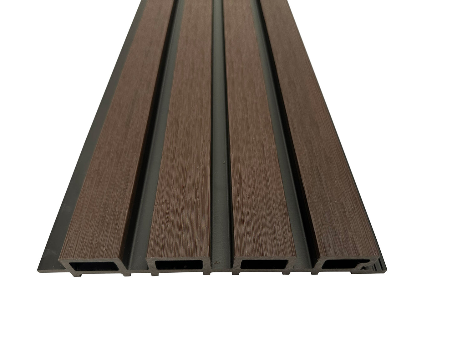 Dark Brown With Black Accents Exterior Slat Wall Paneling for Outdoors