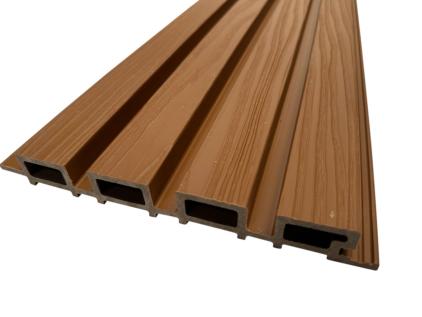 Teak Embossed Wood-Effect Exterior Slat Wall Paneling for Outdoors