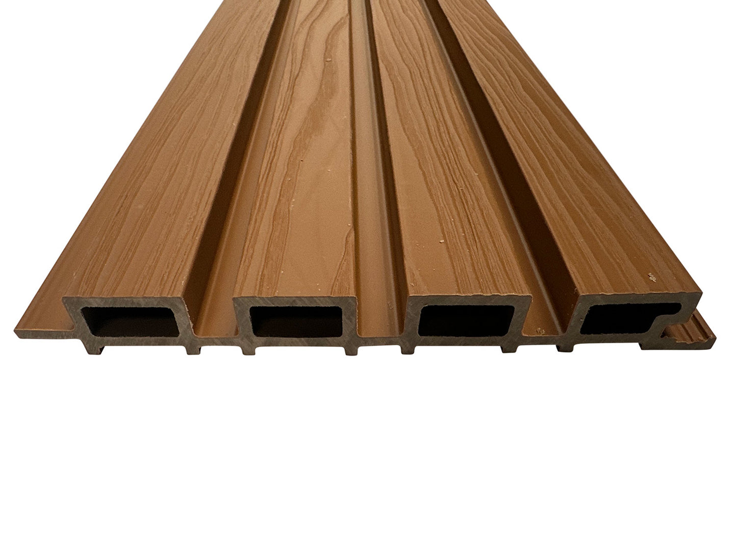 Teak Embossed Wood-Effect Exterior Slat Wall Paneling for Outdoors