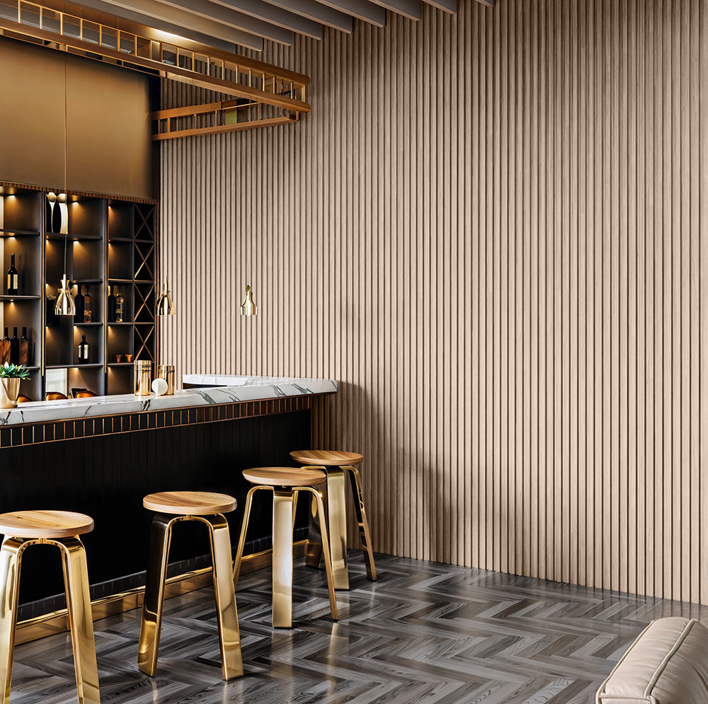 Light Walnut Wood Slat Panels for Walls - Stout