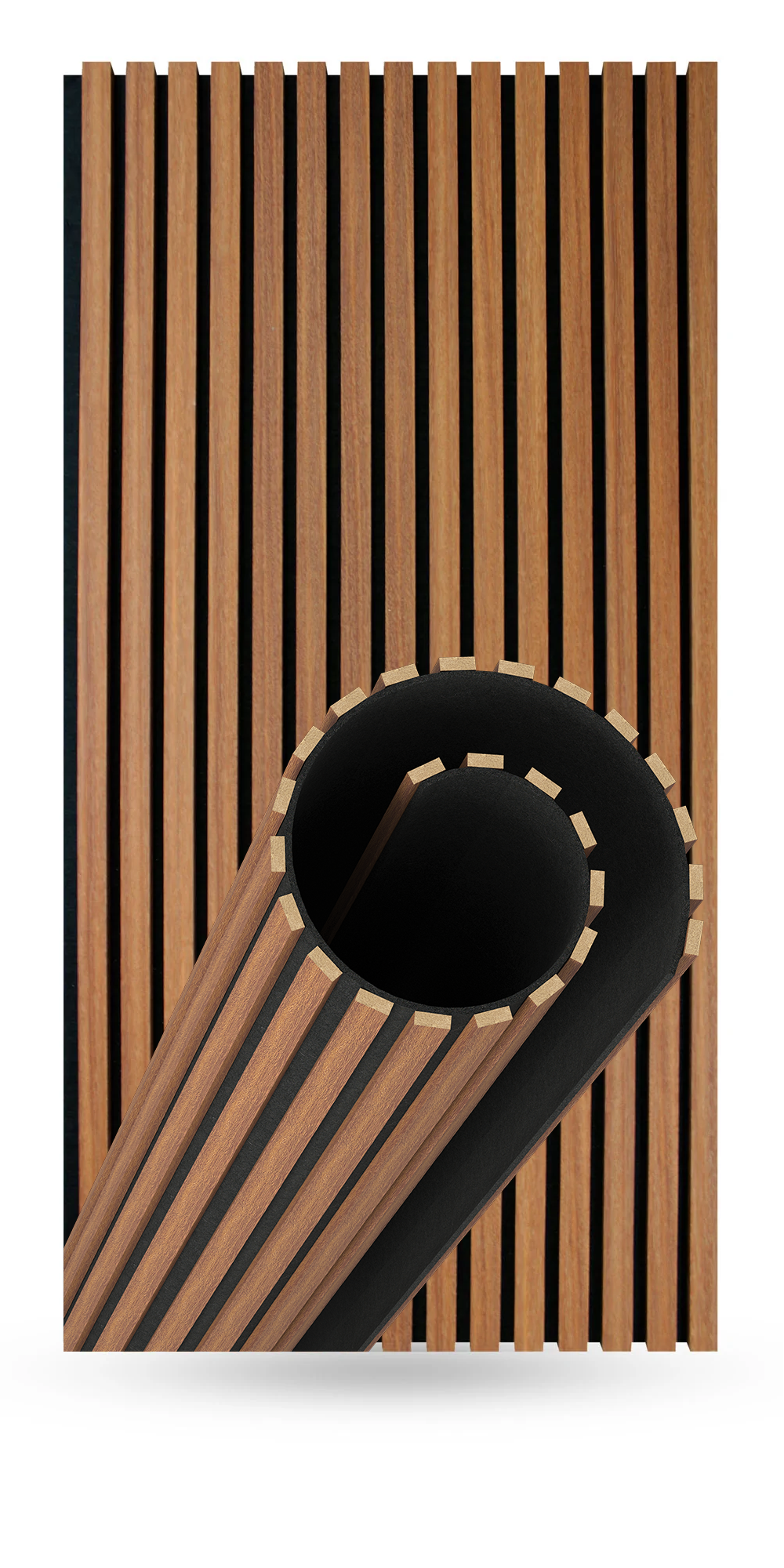 Flexible Acoustic Slat Wood Wall Paneling Soundproofing Siding – Antique Maple by SlatSolution®