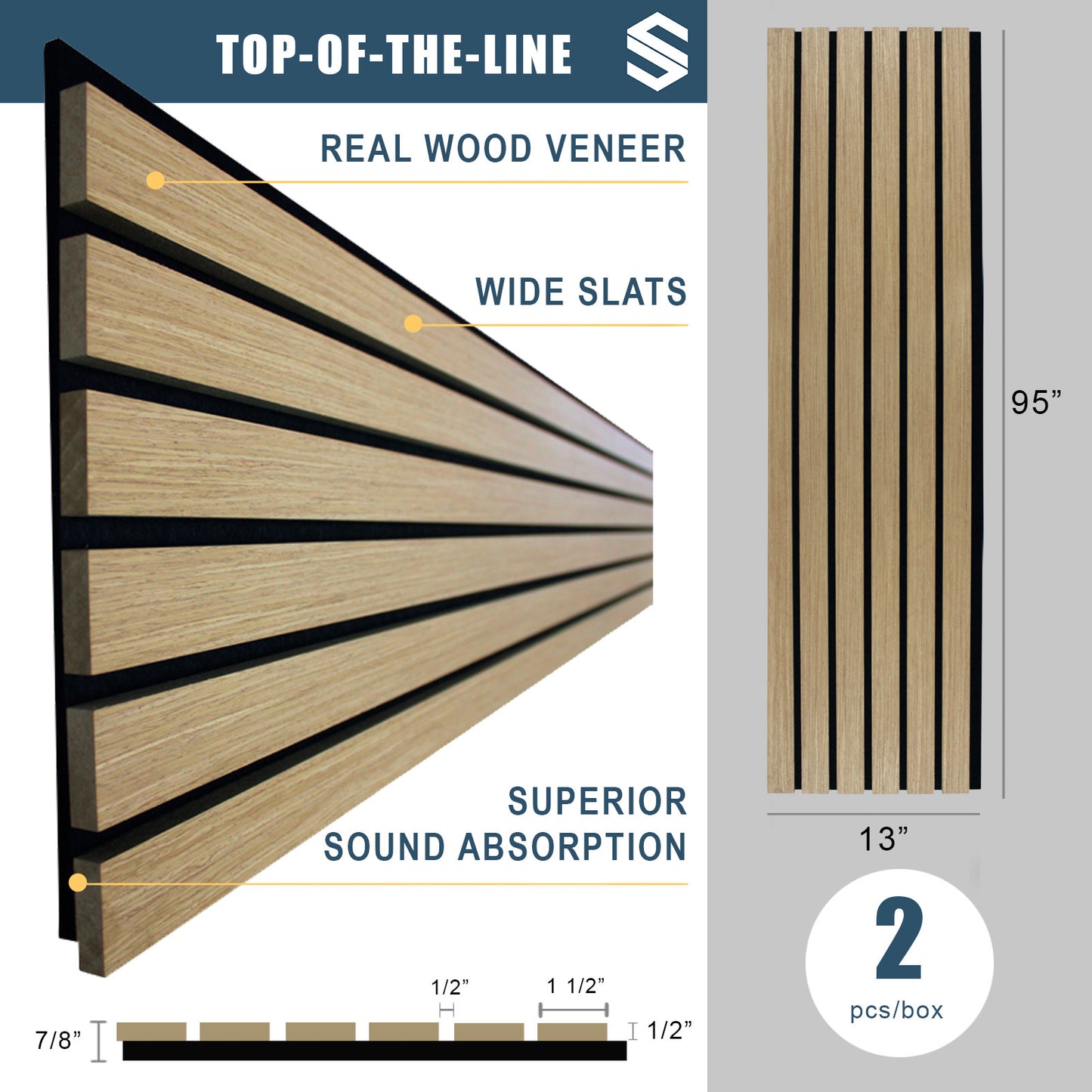 Oak Wood Veneer Acoustic Wide Slat Accent Wall Panels