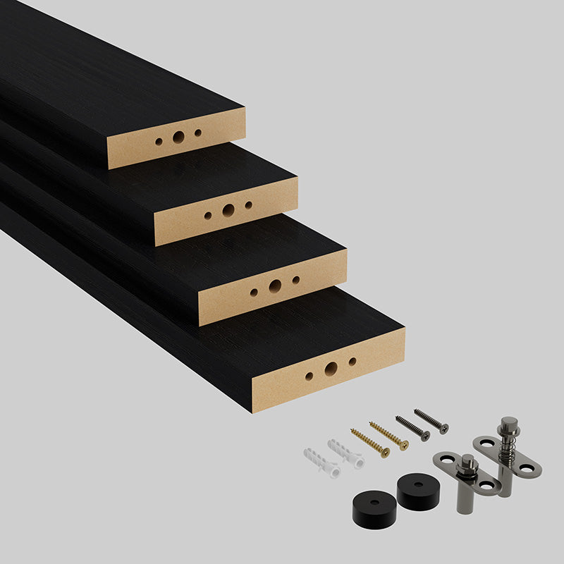 Swivel Slat Wood Room Divider Wall Partition – Black Room Separator, Privacy Screen