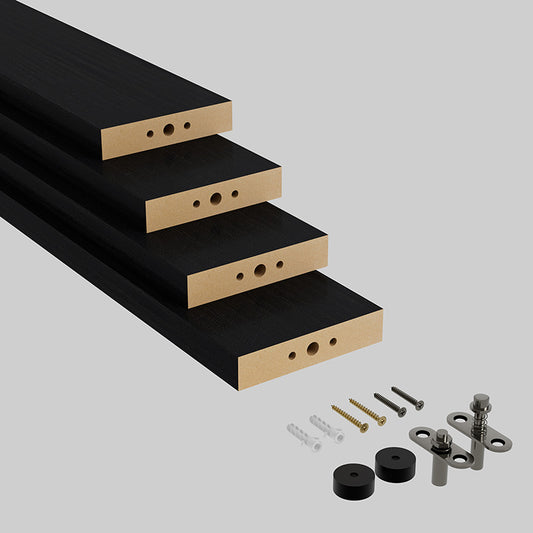 Swivel Slat Wood Room Divider Wall Partition – Black Room Separator, Privacy Screen