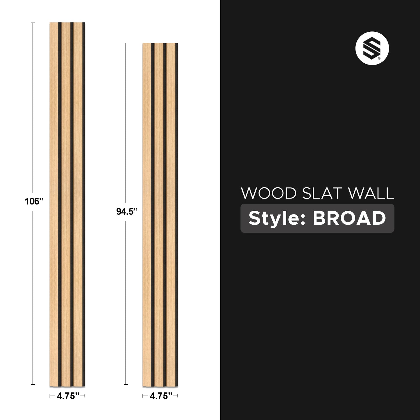 Maple With Black Accents Slat Wood Wall Panels - Broad