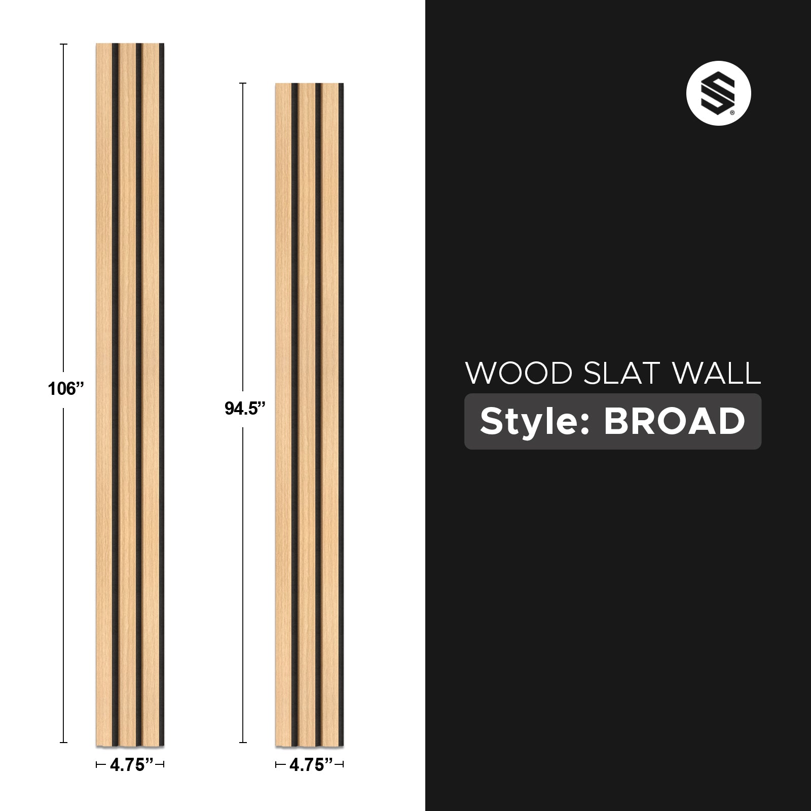 Maple With Black Accents Slat Wood Wall Panels - Broad