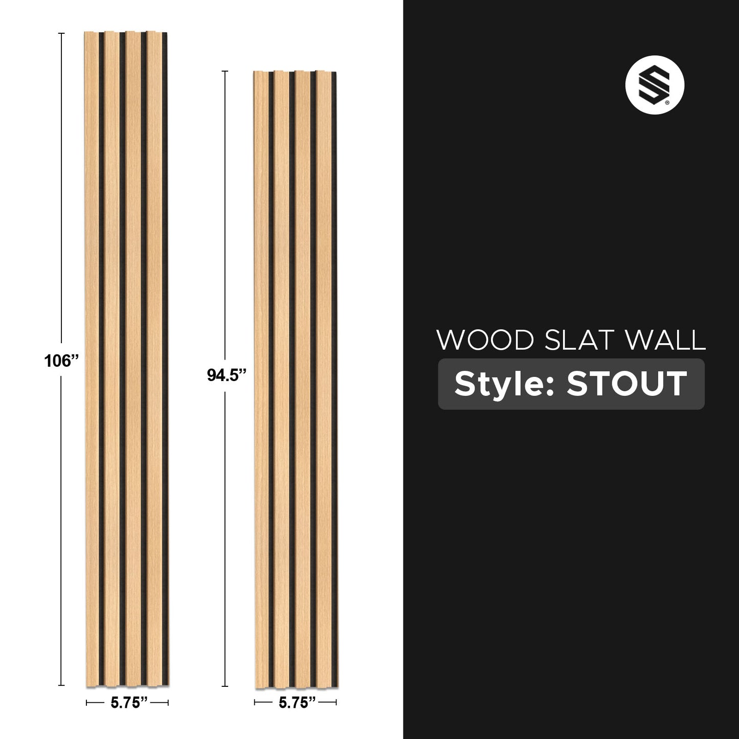 Maple With Black Accents With Black Accents Wood Slat Panels for Walls - Stout