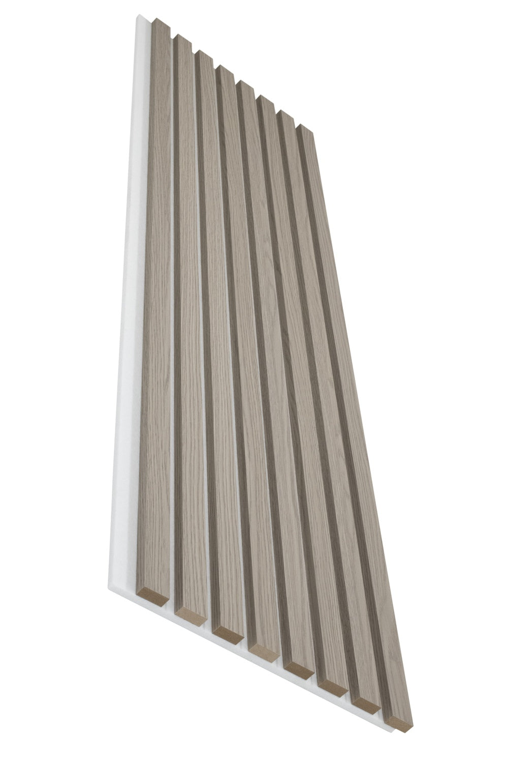 Taupe Oak Acoustic Wall Panels With Pure-White Accents Interior Soundproof Slat Wood Siding