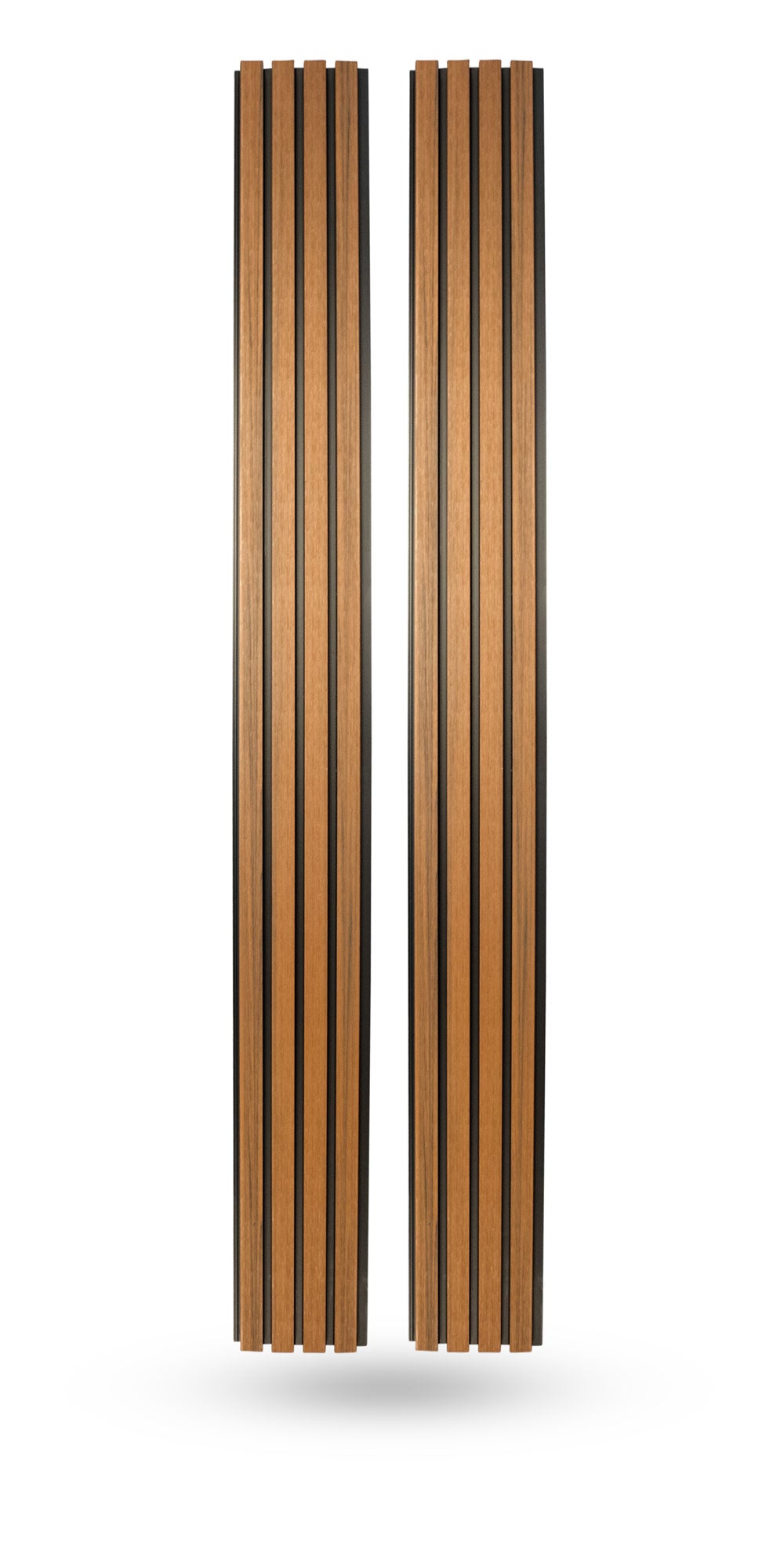 Weathered Teak With Black Accents Exterior Slat Wall Paneling for Outdoors