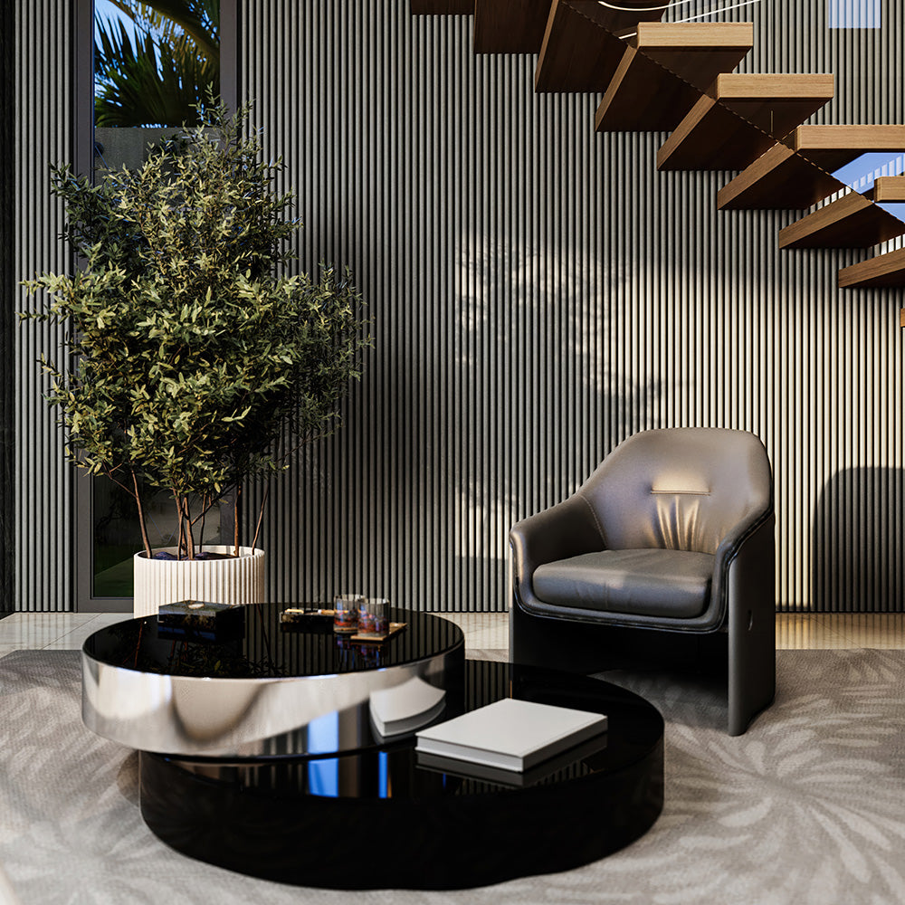 Half-Round Wood Column Acoustic Sound Panel for Walls - Gray Oak