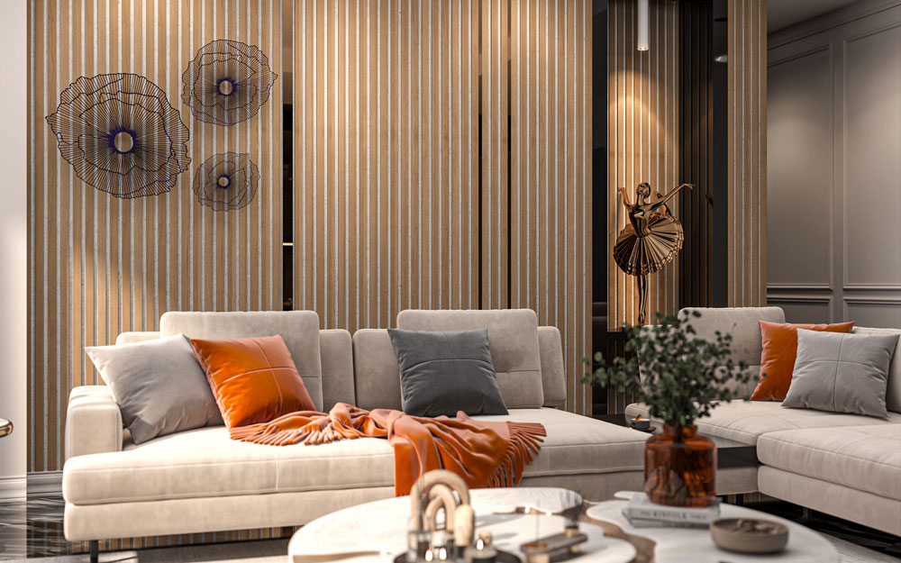 Natural Oak Acoustic Slat Wood Paneling for Soundproofing Walls, White Felt Backing (94" x 12")