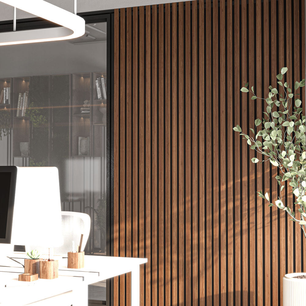 Antique Oak Acoustic Wall Panels Soundproof Slat Wood Cladding Siding (12" Wide 2pc./Box)
