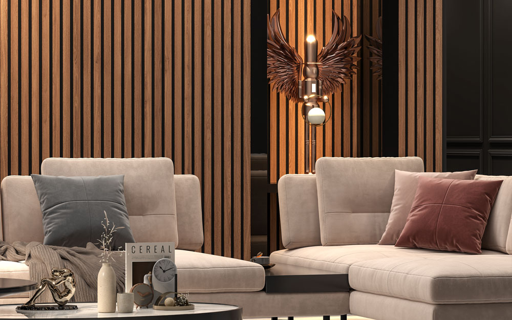 Antique Maple Acoustic Slat Wood Paneling for Walls