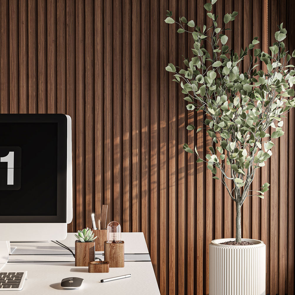Antique Oak Slat Wood Panels for Walls - Sleek (106" x 5 3/4")